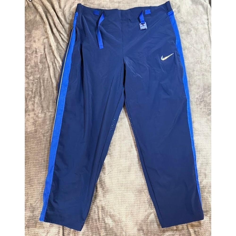 Nike Sportswear Bonded‎ Woven Pants Navy Blue Belted Track Trousers 40X29